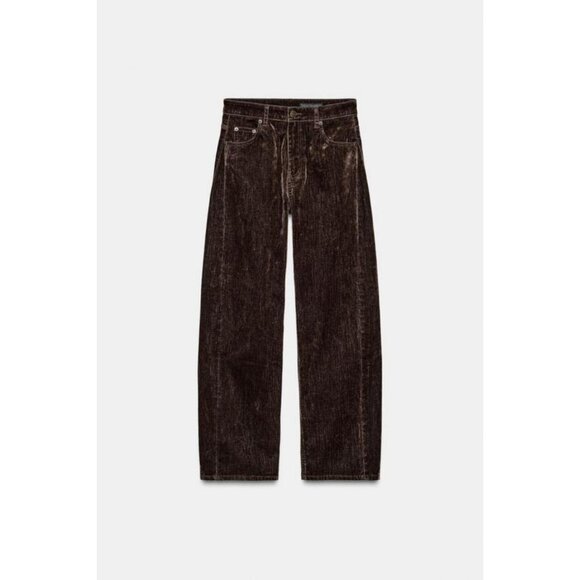 ZARA ZW COLLECTION HIGH-WAIST FLOCKED BALLOON JEANS - Picture 7 of 9
